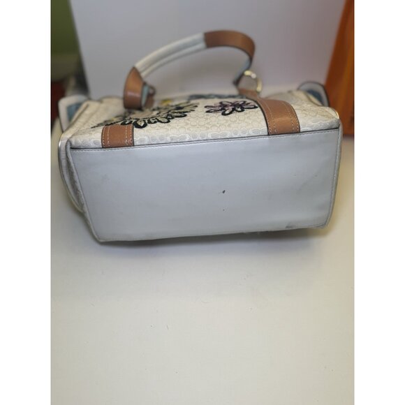 Coach Bumblebee Flower Sig C Floral Handbag Tote Purse 14x9x5” VGUC* - Picture 3 of 5